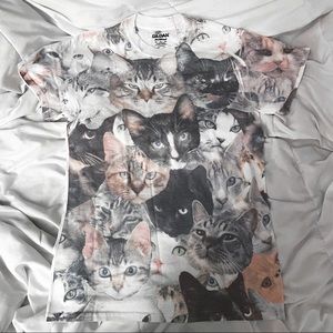 Graphic T-shirt of a Collage of Cat Faces